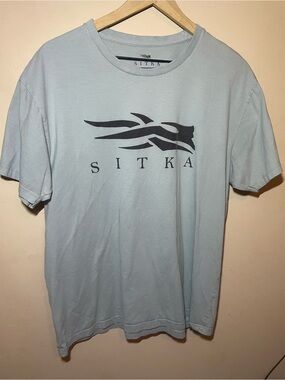 Sitka Gear Logo Graphic T-Shirt XL Light Blue 100% Pima Cotton Hunting Tee